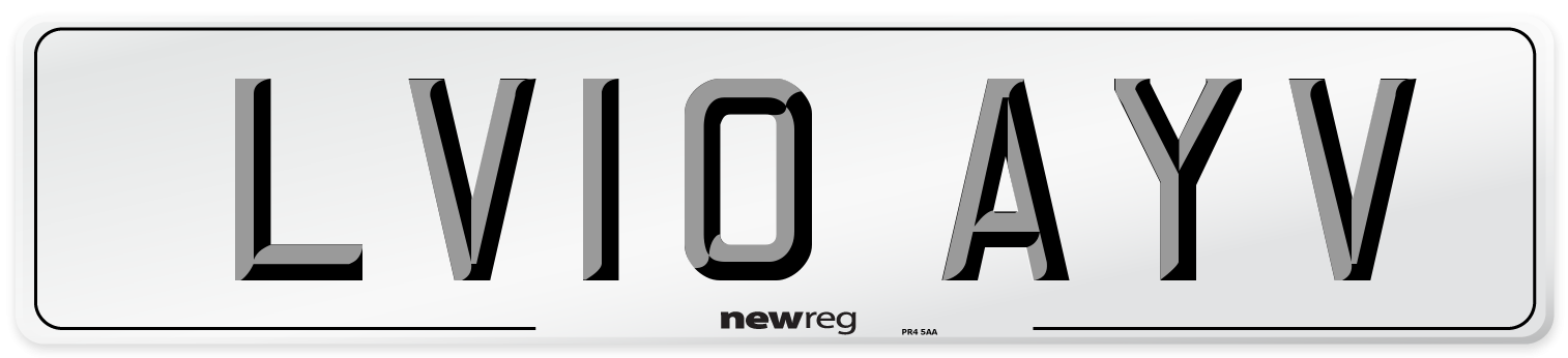 LV10 AYV Number Plate from New Reg